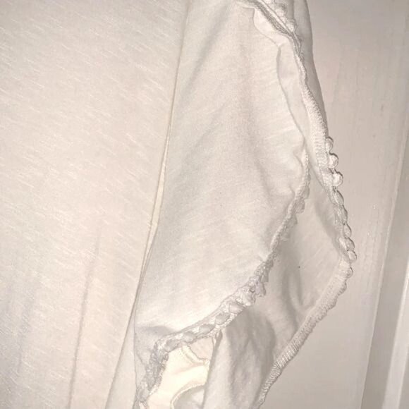 Shein Curve 4XL White Top With Crochet V-Neck & Pom-Pom Trimmed Sleeves - Picture 6 of 9